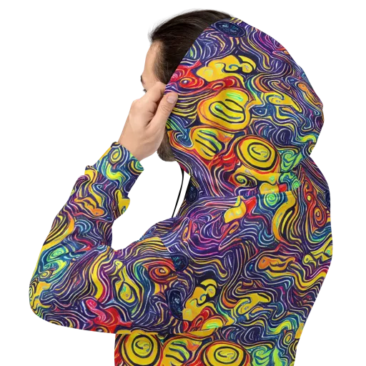 Indigo Frenzy on a Hoodie