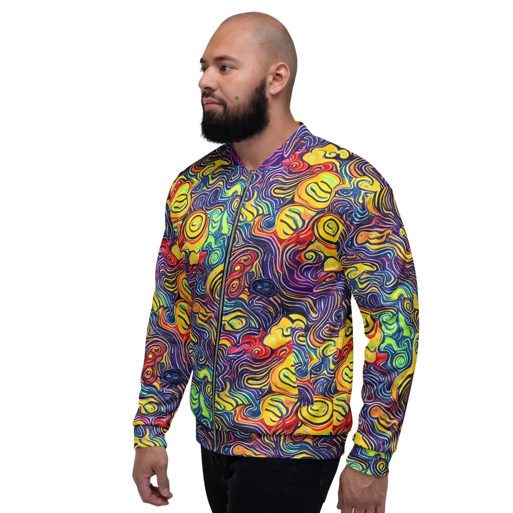 Indigo Frenzy on Bomber Jacket — Left