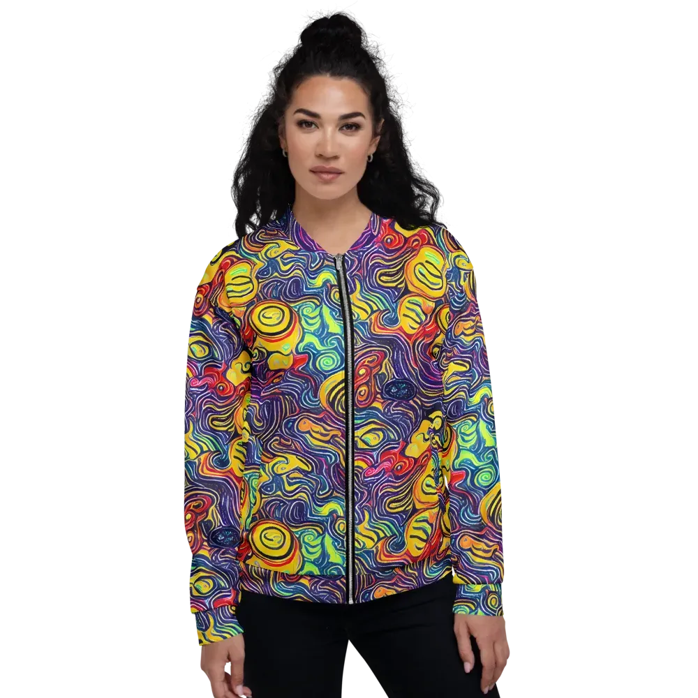 Indigo Frenzy on Bomber Jacket — Front