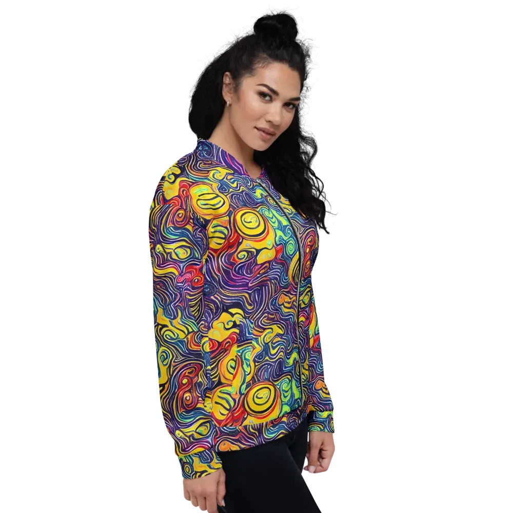 Indigo Frenzy on Bomber Jacket — Right