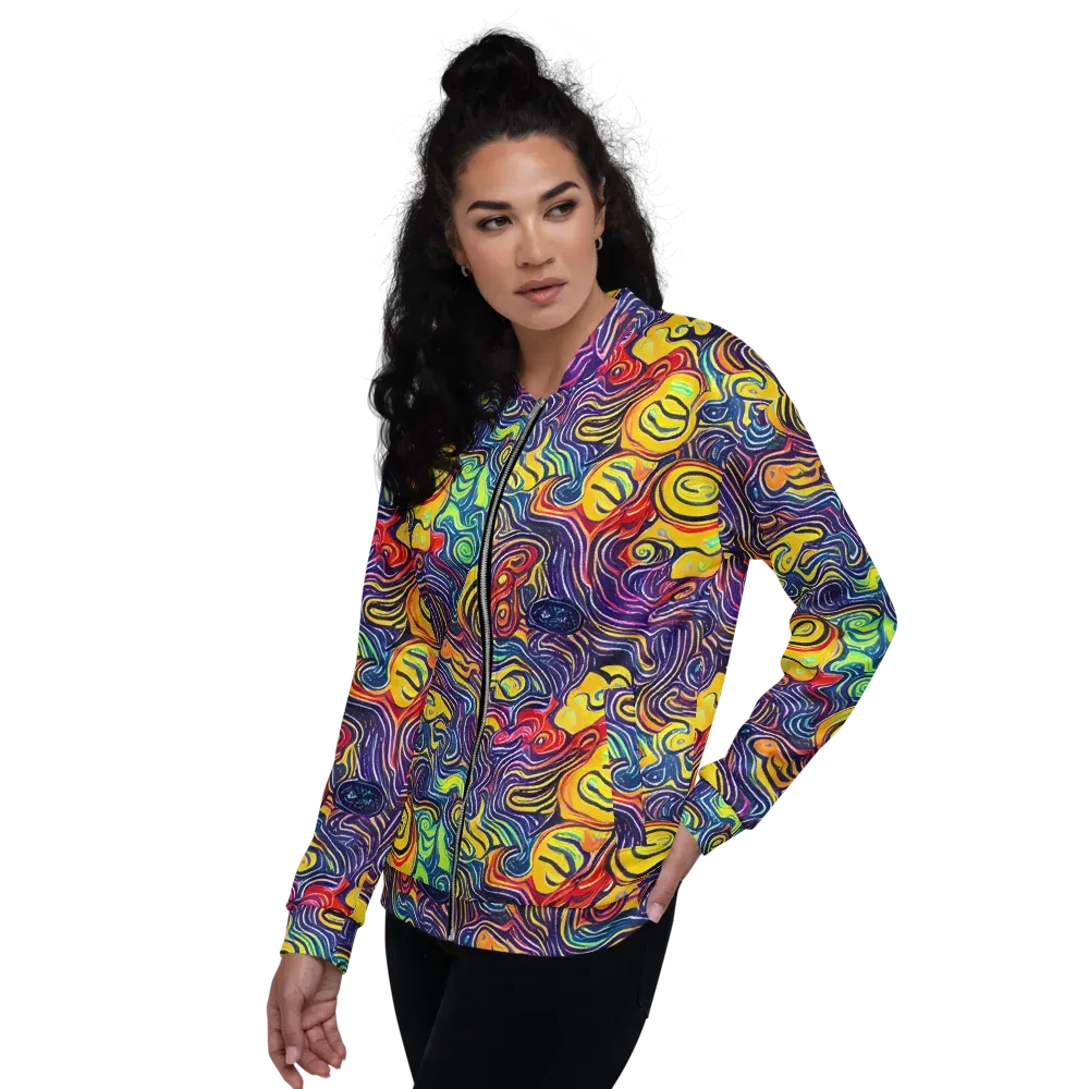 Indigo Frenzy on Bomber Jacket — Left