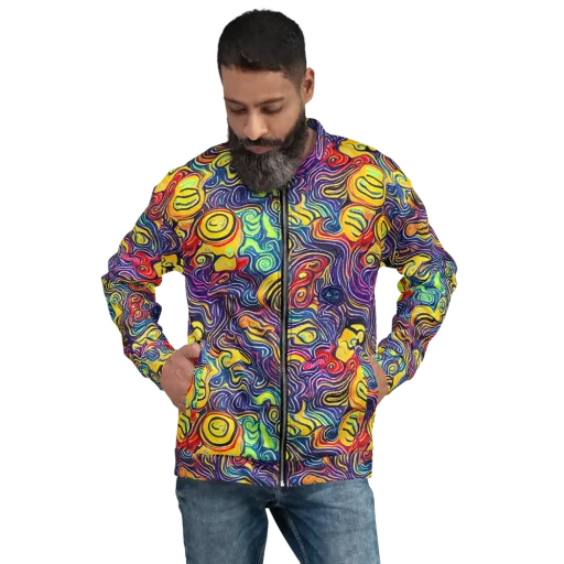 Indigo Frenzy on a Bomber Jacket