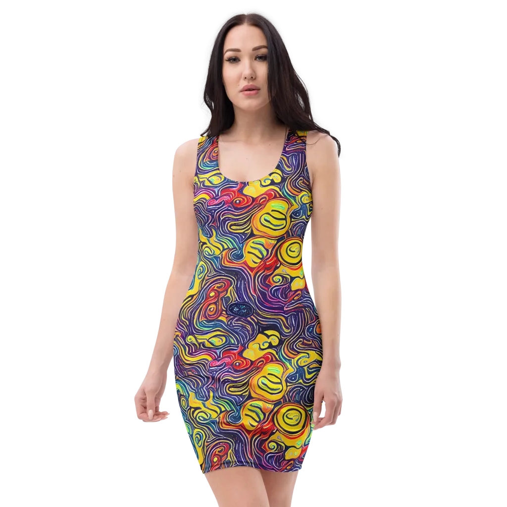 Indigo Frenzy on Bodycon Dress — Front
