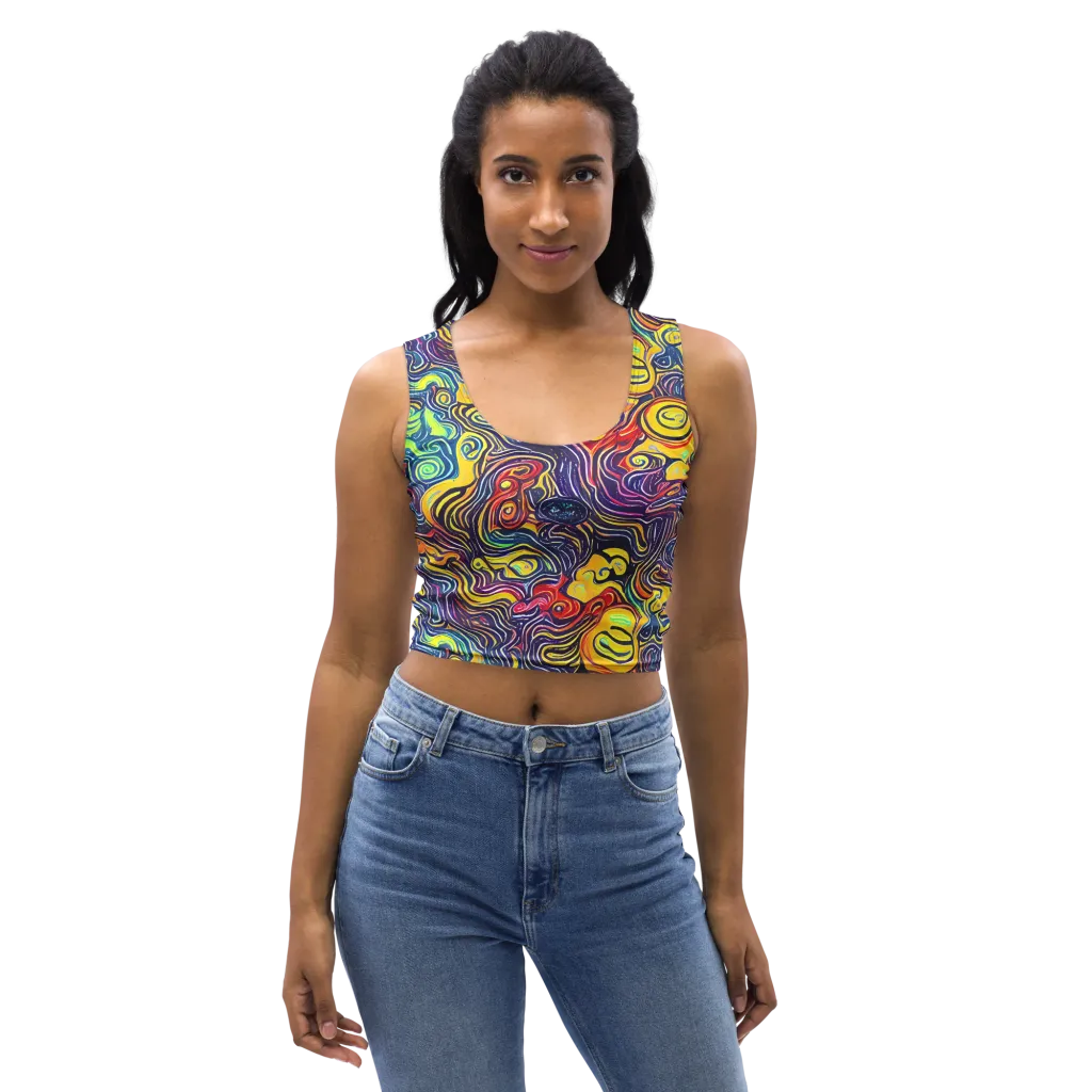 Indigo Frenzy on Crop Top — Front