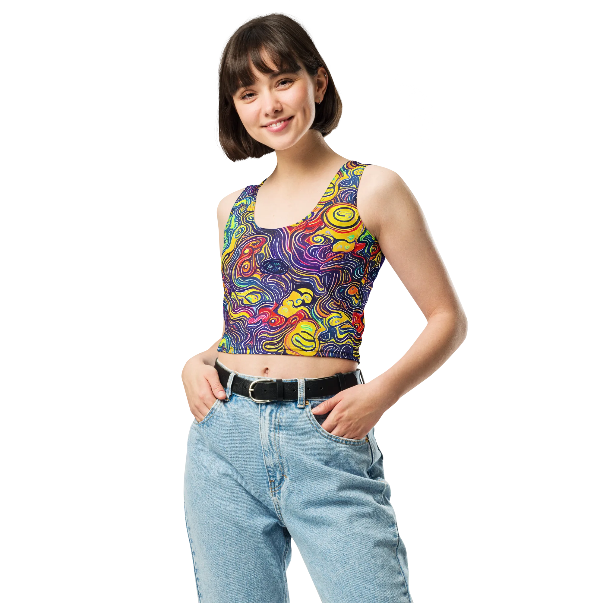 Indigo Frenzy on Crop Top — Front