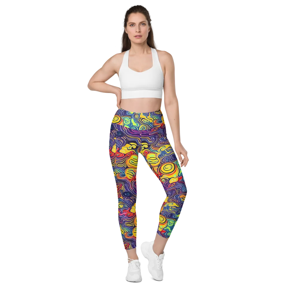 Indigo Frenzy on Leggings with Pockets — Front