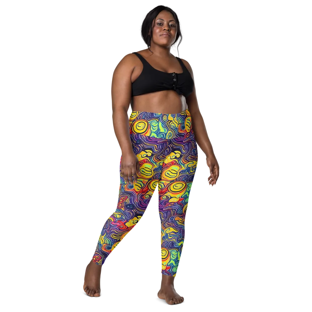 Indigo Frenzy on Leggings with Pockets — Front