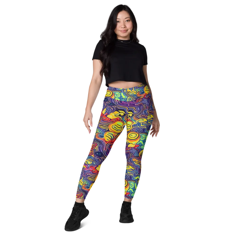 Indigo Frenzy on Leggings with Pockets — Front