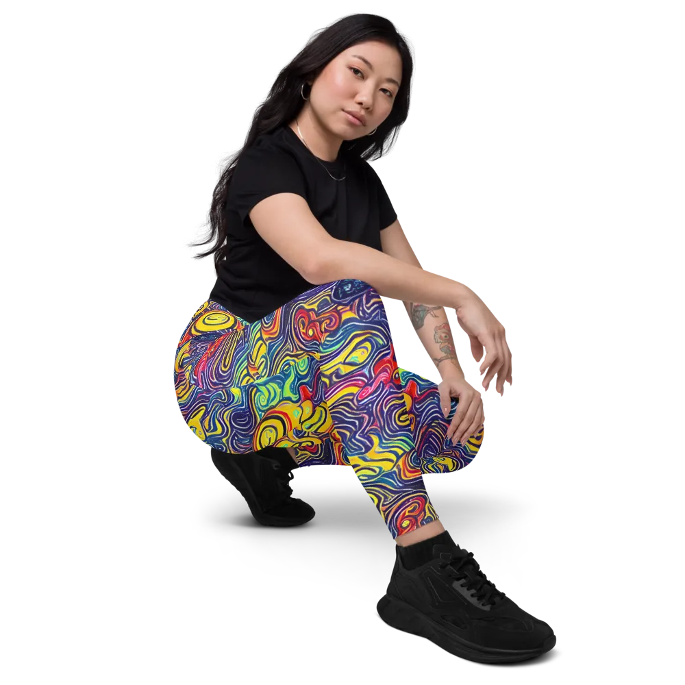 Indigo Frenzy on Leggings with Pockets — Right Front