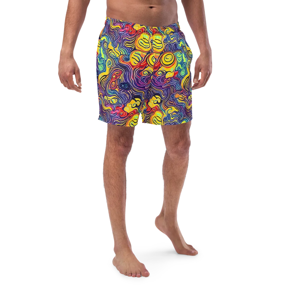 Indigo Frenzy on Swim Trunks — Front