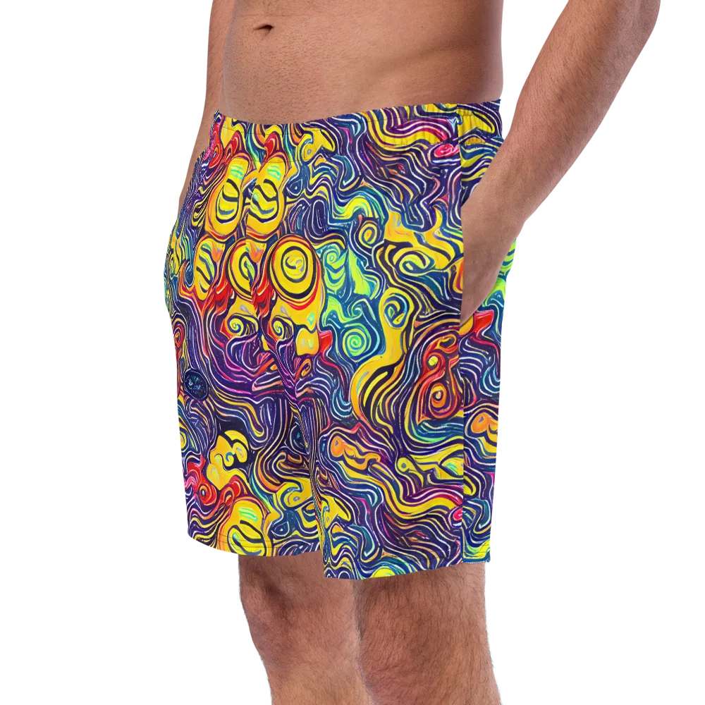 Indigo Frenzy on Swim Trunks — Left Front