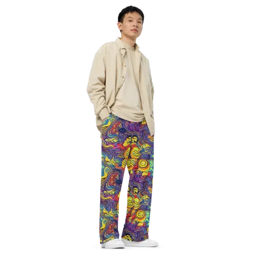 Indigo Frenzy on a Wide-Leg Pants