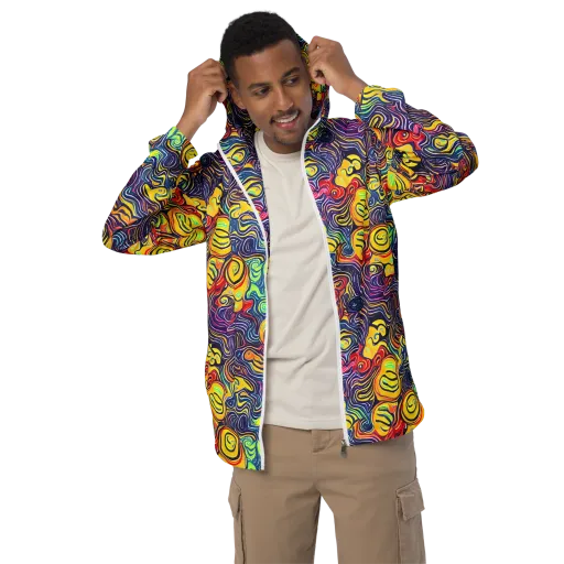 Indigo Frenzy on a Men's Windbreaker
