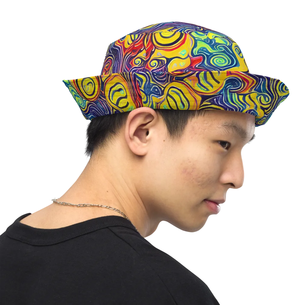 Indigo Frenzy on Reversible Bucket Hat — Right Outside