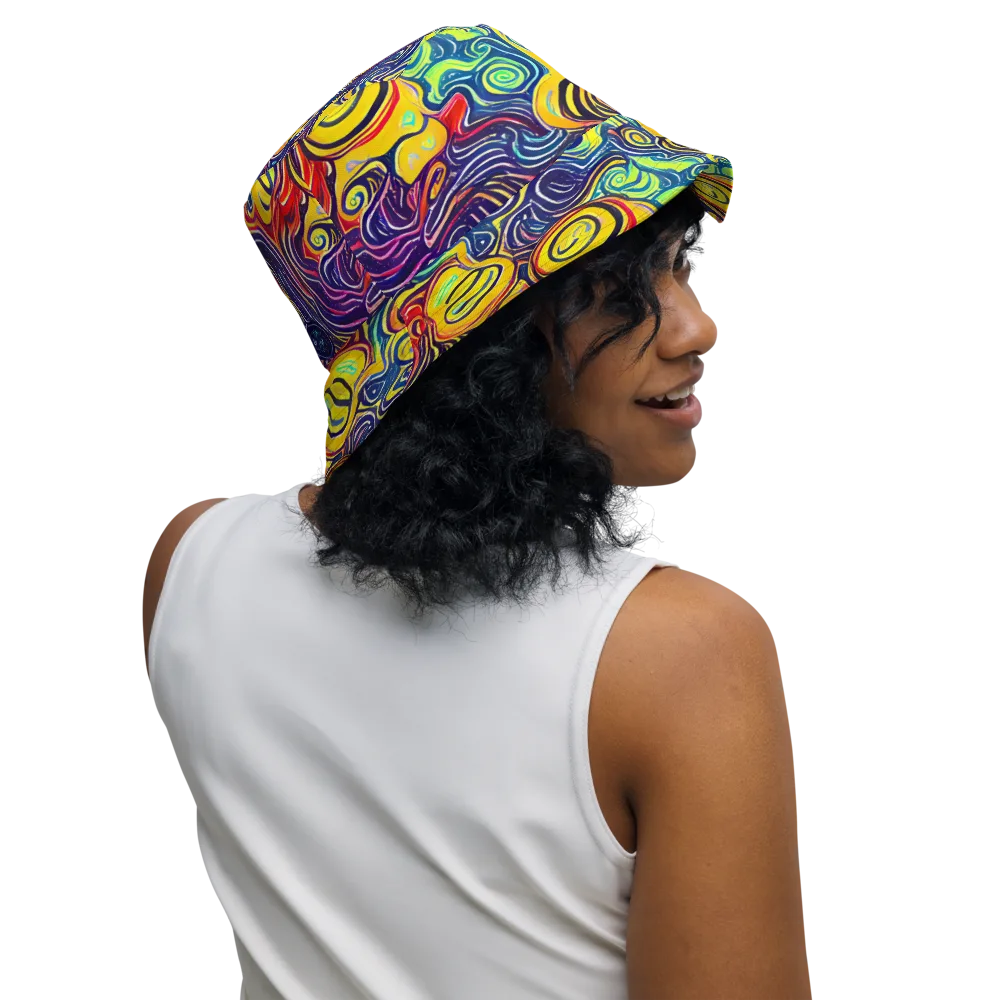 Indigo Frenzy on Reversible Bucket Hat — Right Outside