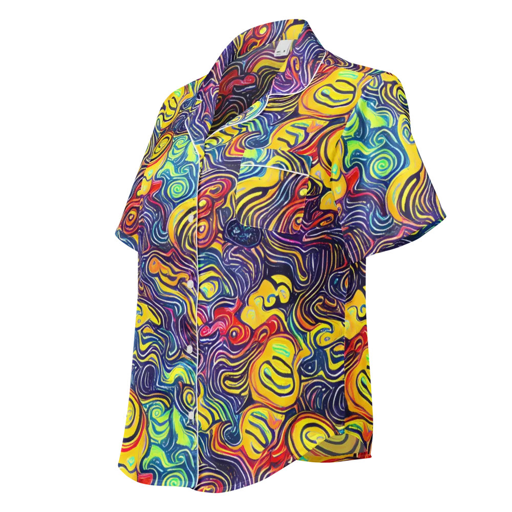 Indigo Frenzy on Women's Short Sleeve Pajama Top — Left Front