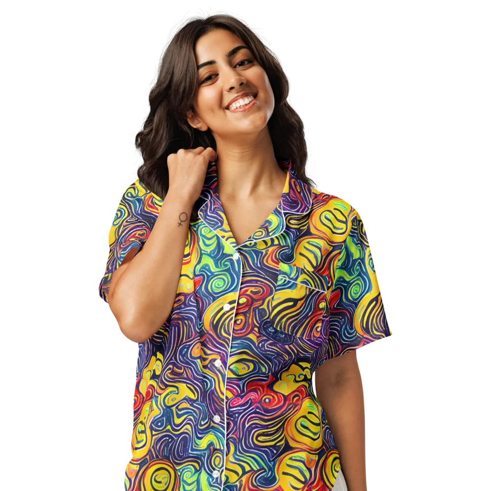 Indigo Frenzy on Women's Short Sleeve Pajama Top — Front