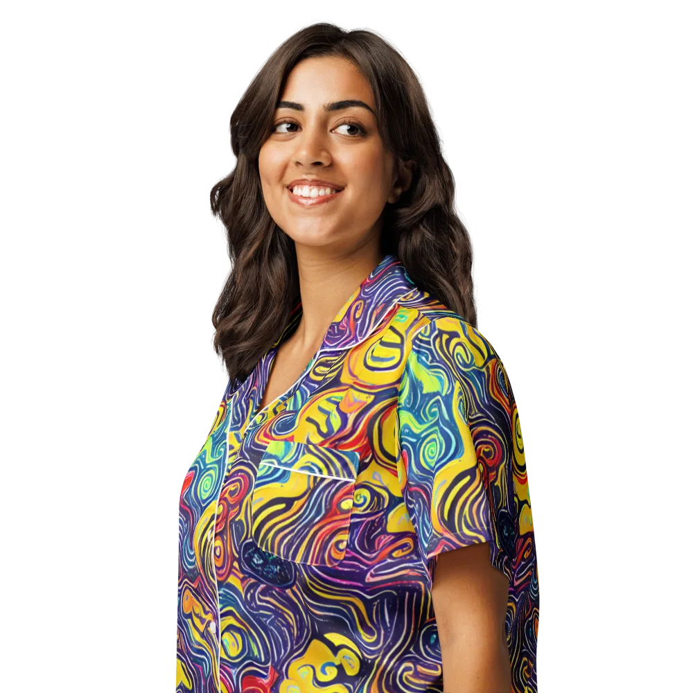 Indigo Frenzy on Women's Short Sleeve Pajama Top — Left Front