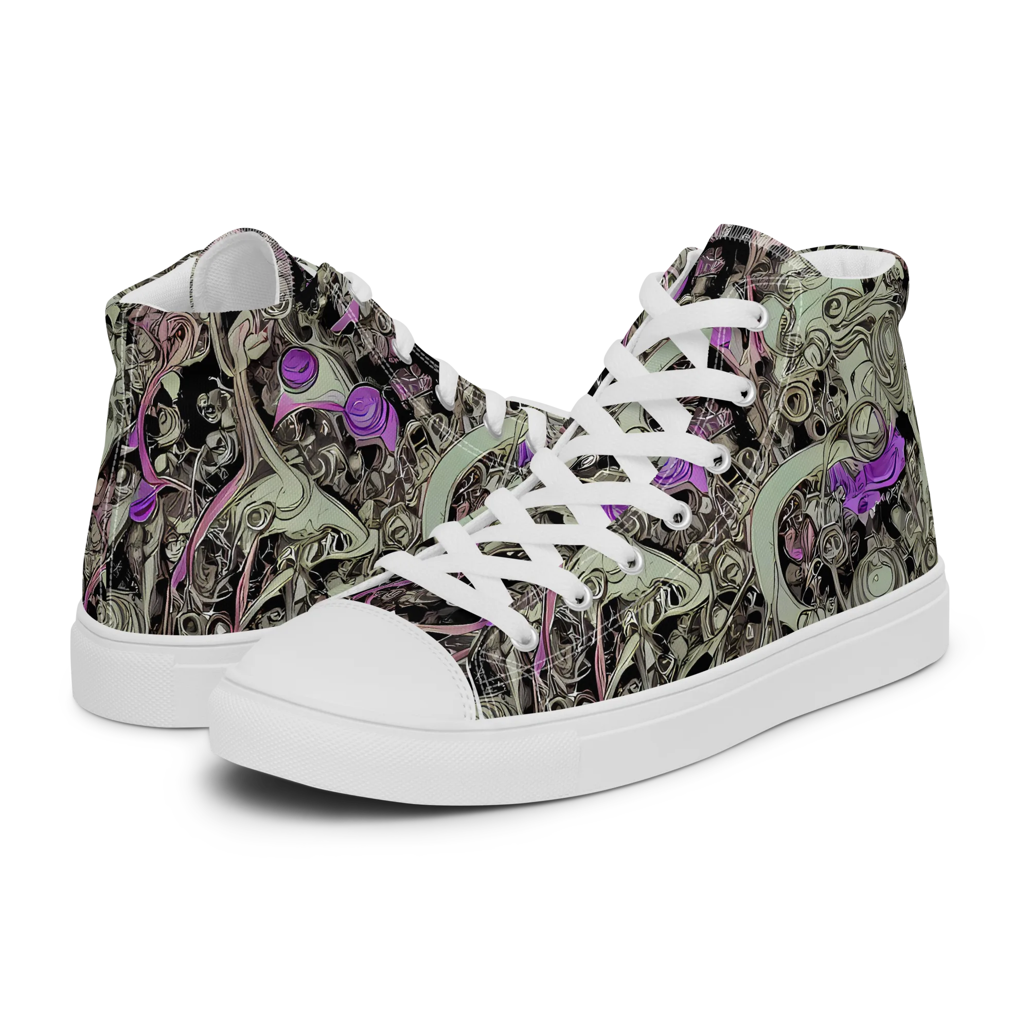 Molten Curiosity on Men's High Top Canvas Shoes — Left