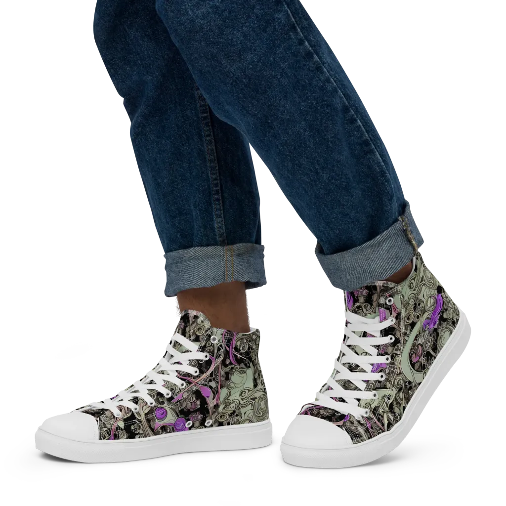 Molten Curiosity on Men's High Top Canvas Shoes — Left