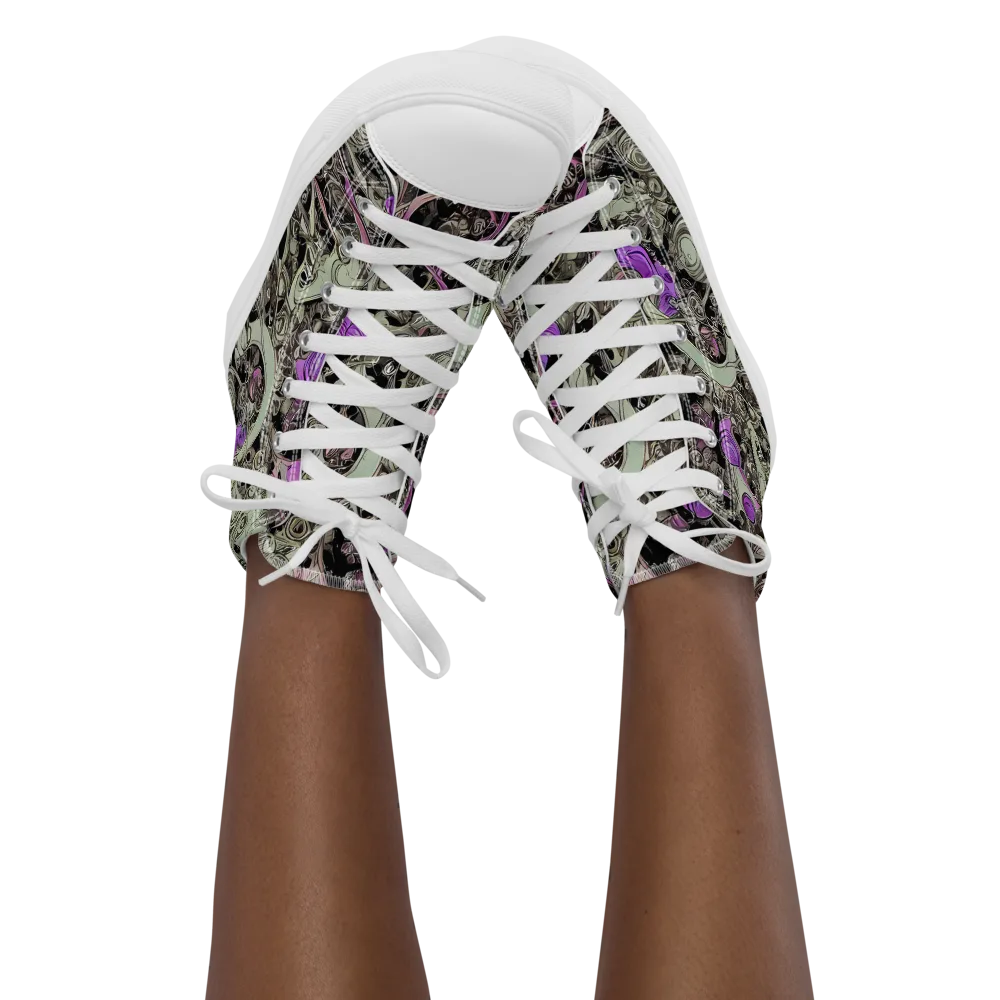 Molten Curiosity on Women's High Top Canvas Shoes — Front