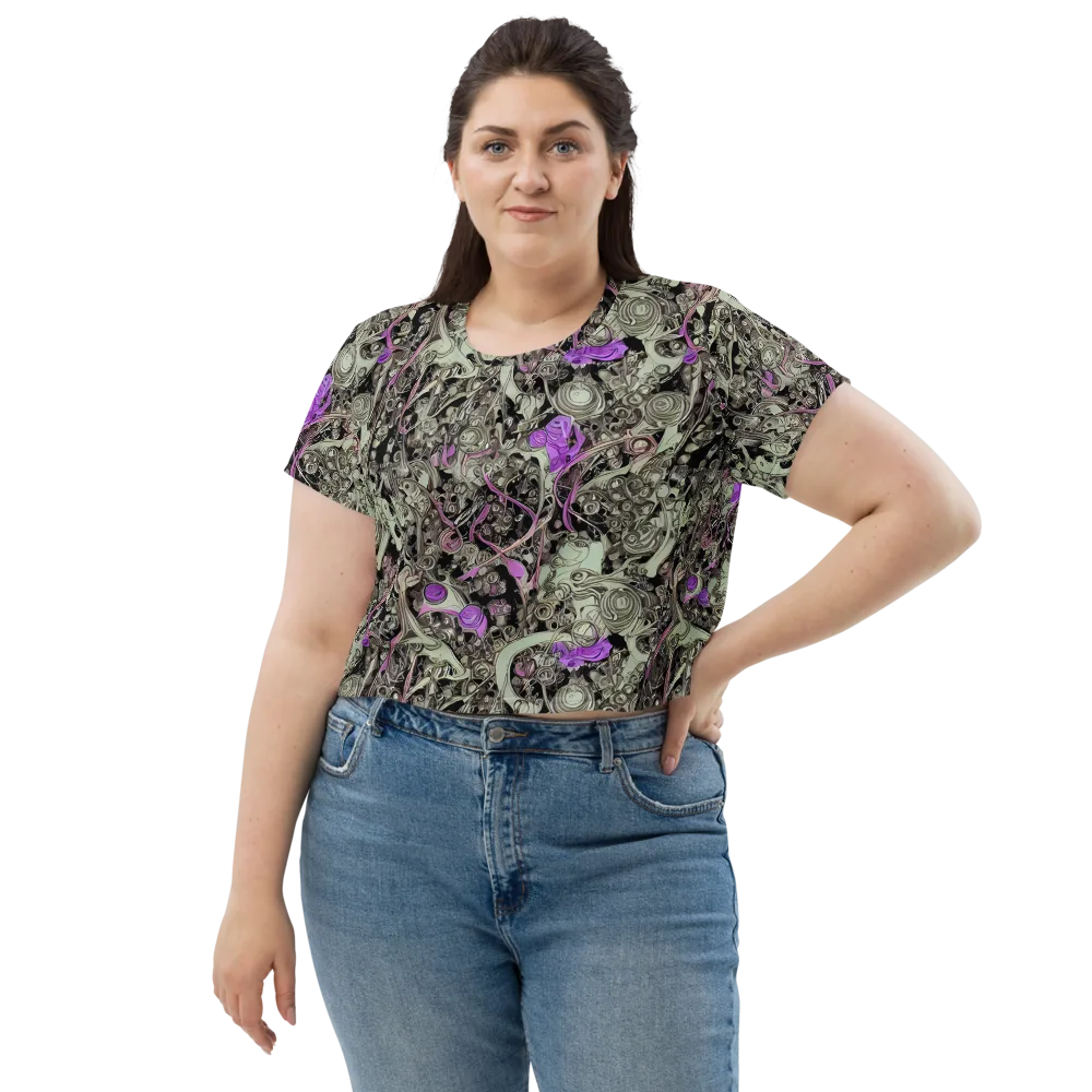 Molten Curiosity on Crop Tee — Front