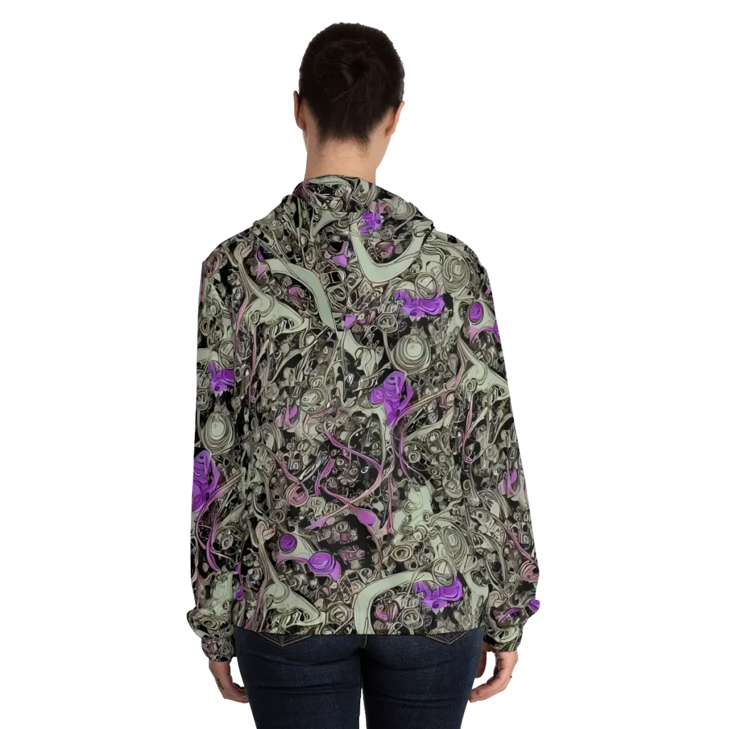 Molten Curiosity on Women's Full-Zip Hoodie — Back On Person