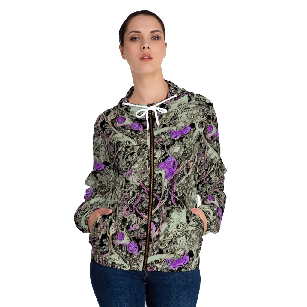 Molten Curiosity on Women's Full-Zip Hoodie — Front On Person