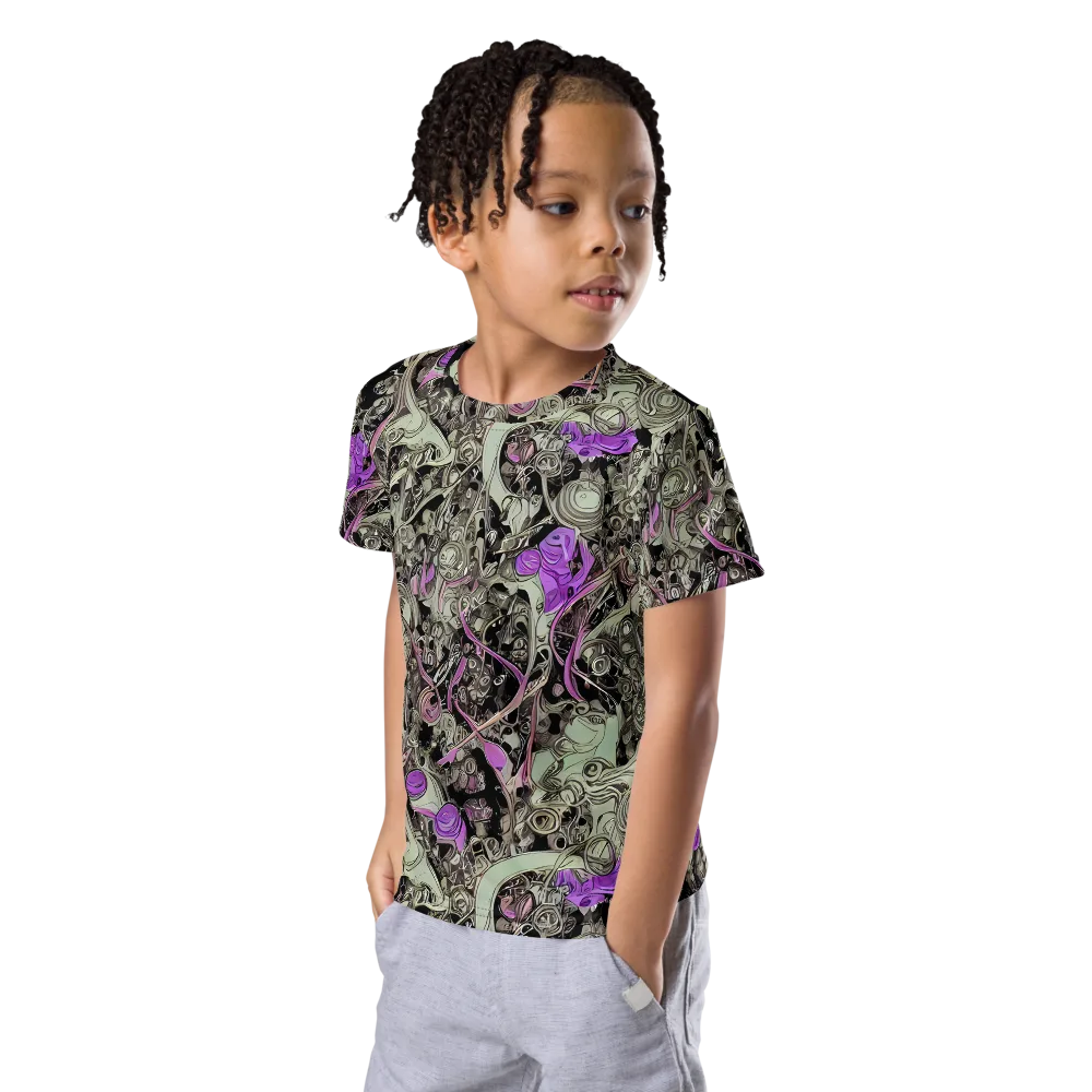 Molten Curiosity on Kids Crew Neck T-Shirt — Left Front