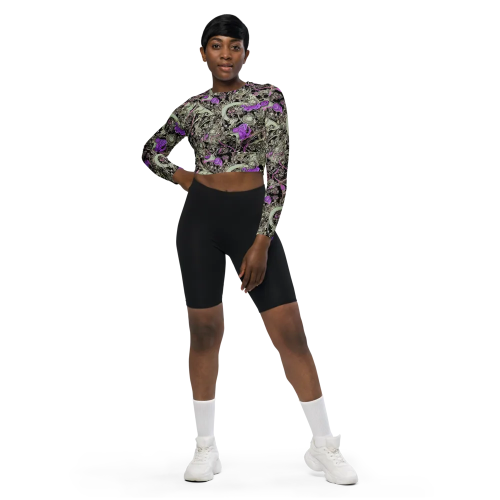Molten Curiosity on Long Sleeve Crop Top — Front