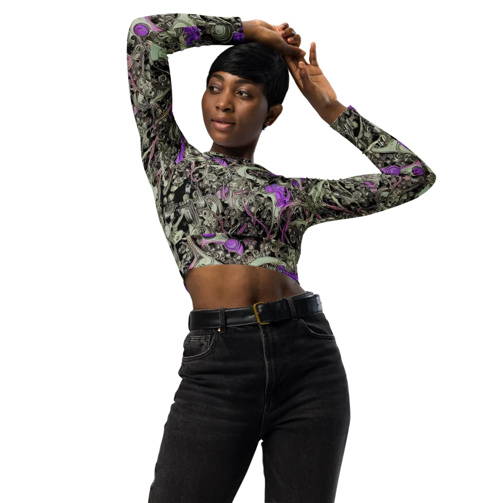 Molten Curiosity on Long Sleeve Crop Top — Front