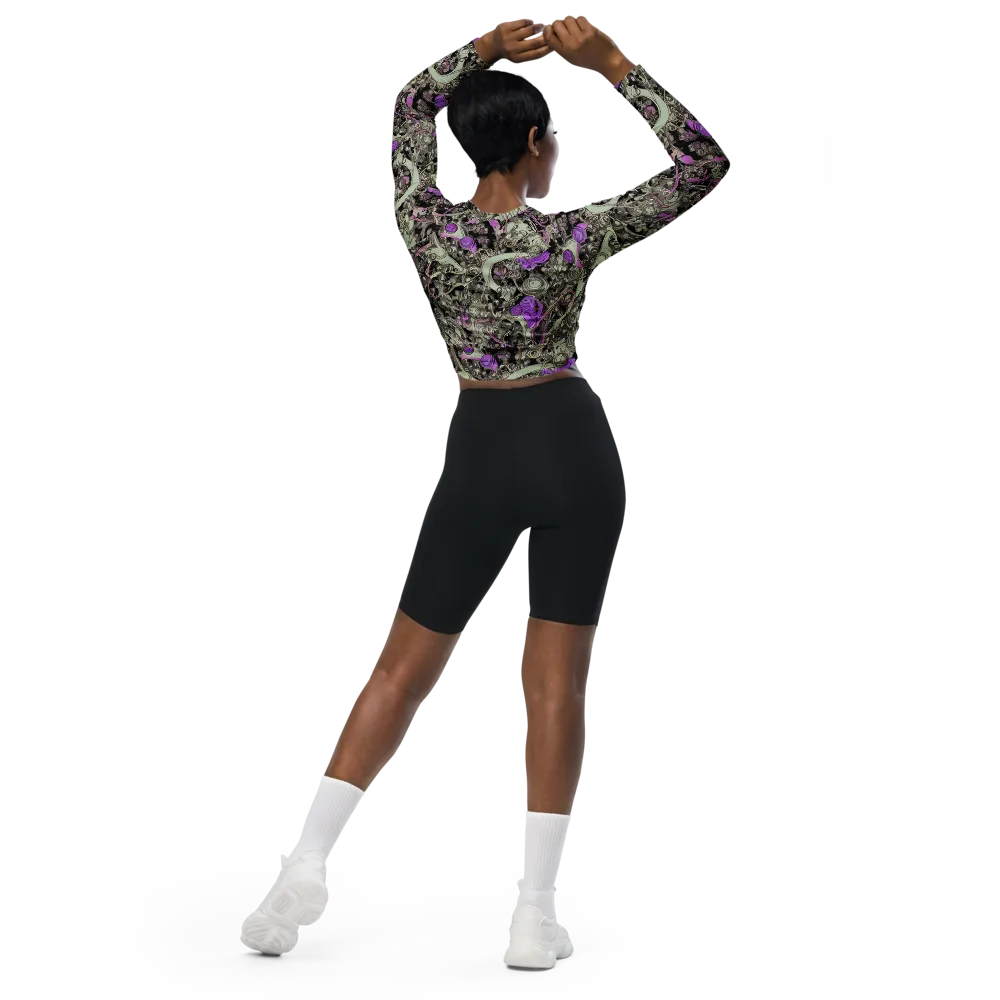 Molten Curiosity on Long Sleeve Crop Top — Back
