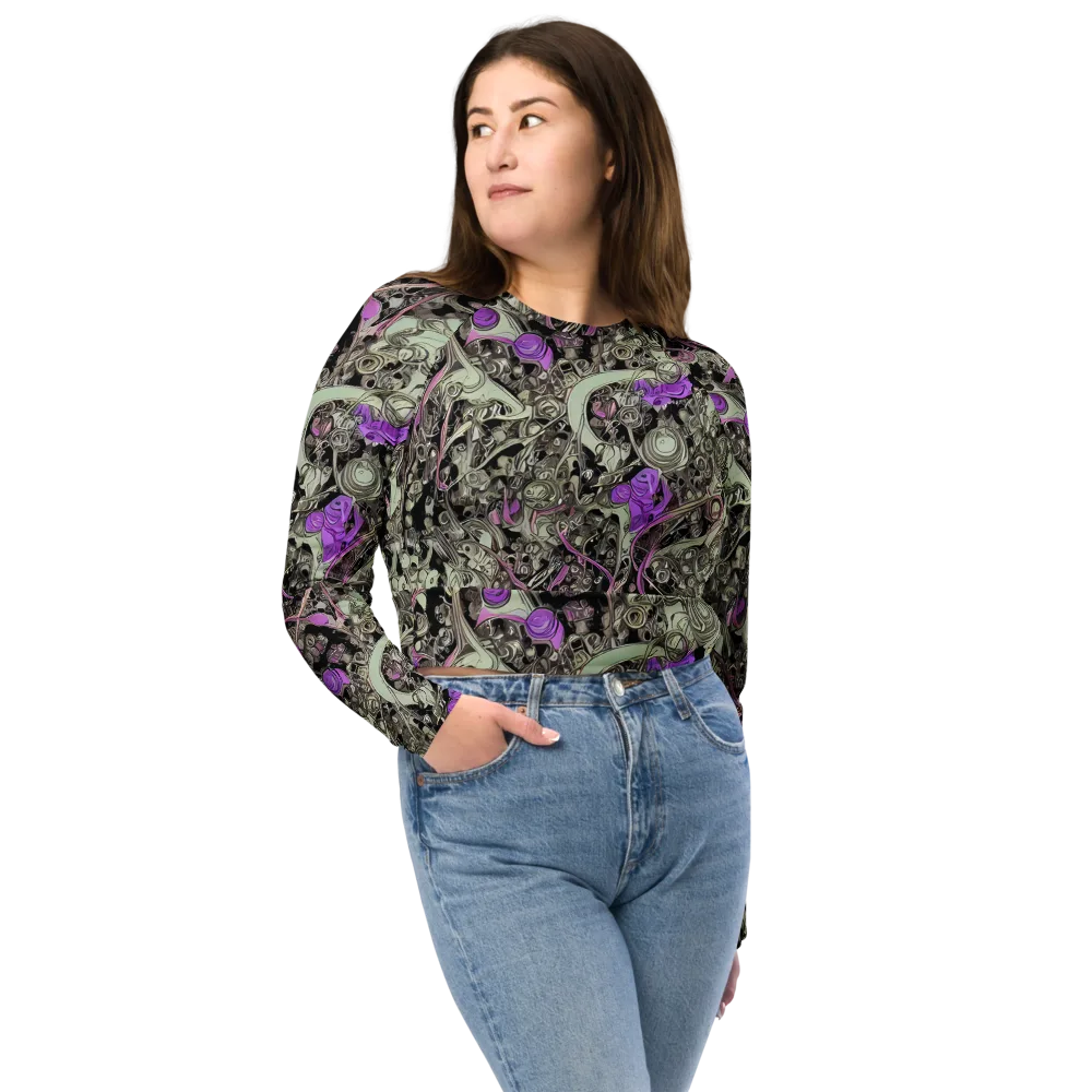 Molten Curiosity on Long Sleeve Crop Top — Front