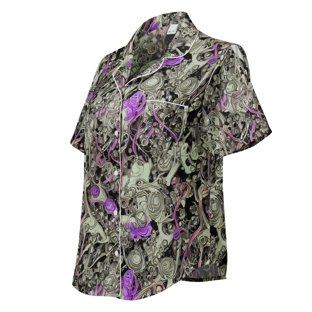 Molten Curiosity on Women's Short Sleeve Pajama Top — Left Front