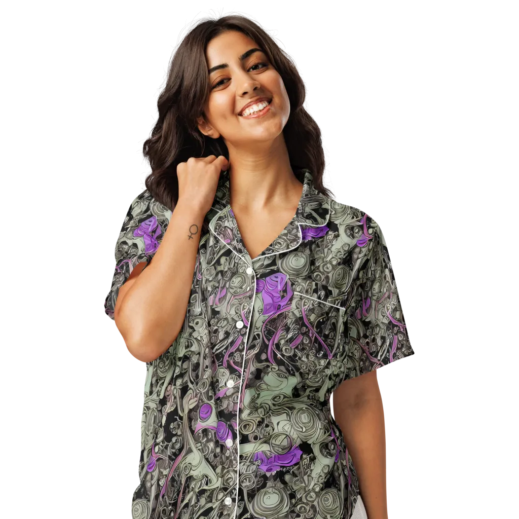 Molten Curiosity on Women's Short Sleeve Pajama Top — Front