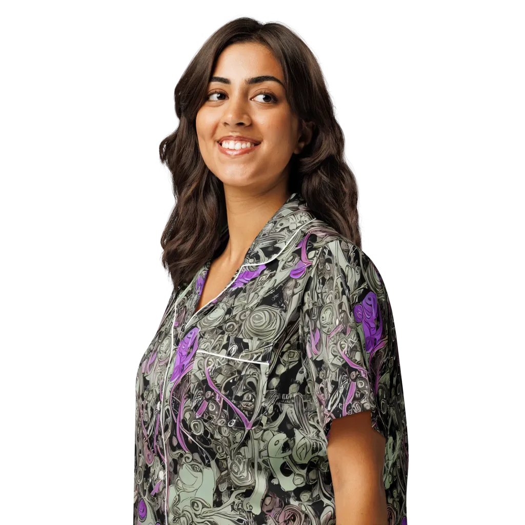Molten Curiosity on Women's Short Sleeve Pajama Top — Left Front