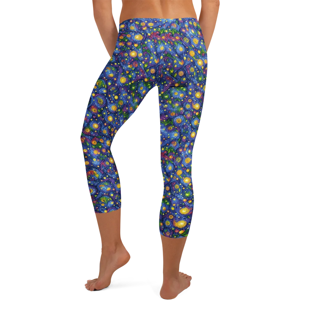 Cobalt Star Garden on Capri Leggings — Back