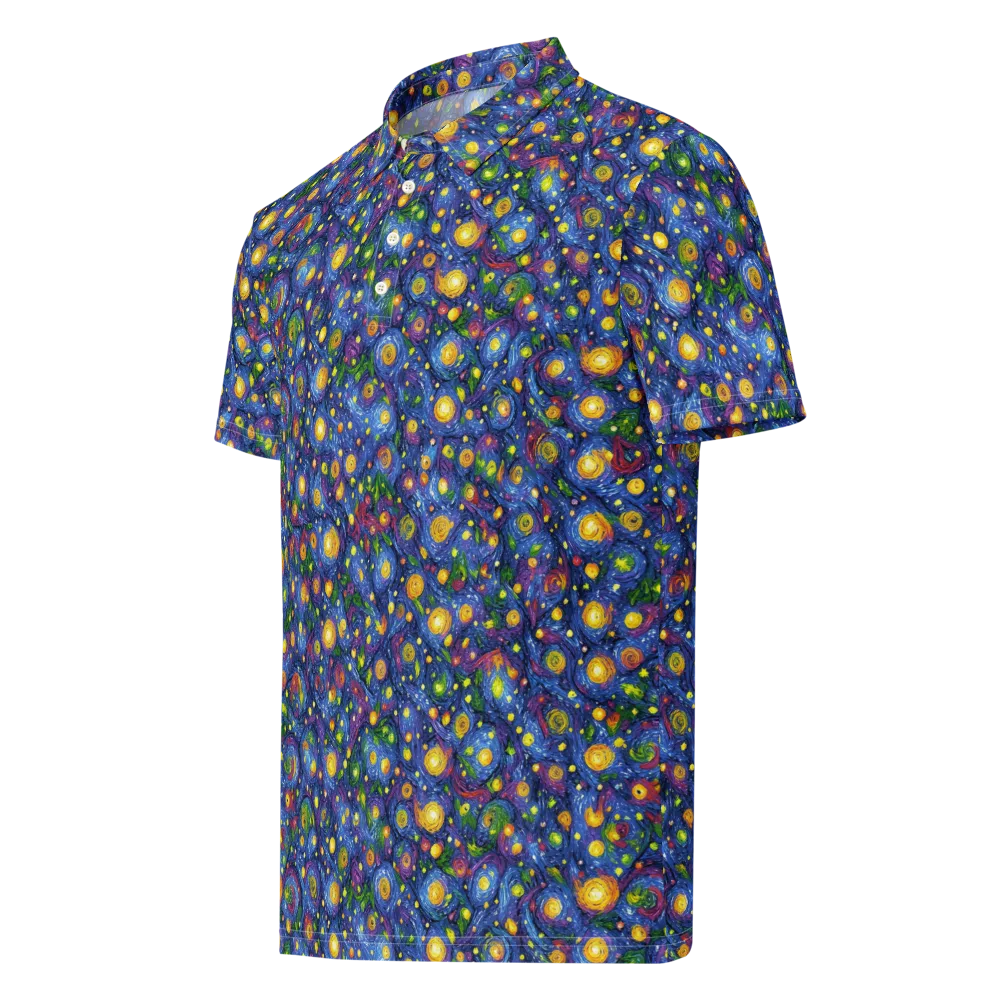 Cobalt Star Garden on Men's Slim Fit Polo Shirt — Left Front