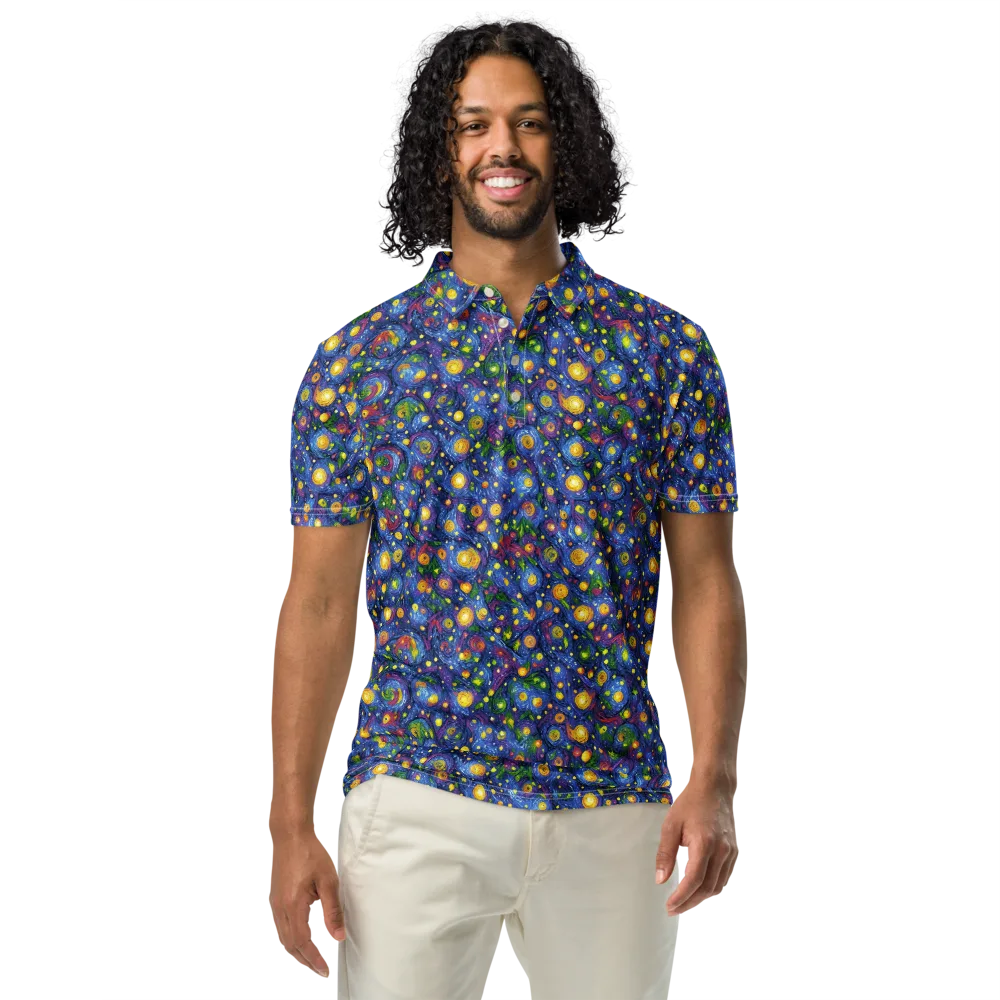Cobalt Star Garden on Men's Slim Fit Polo Shirt — Front