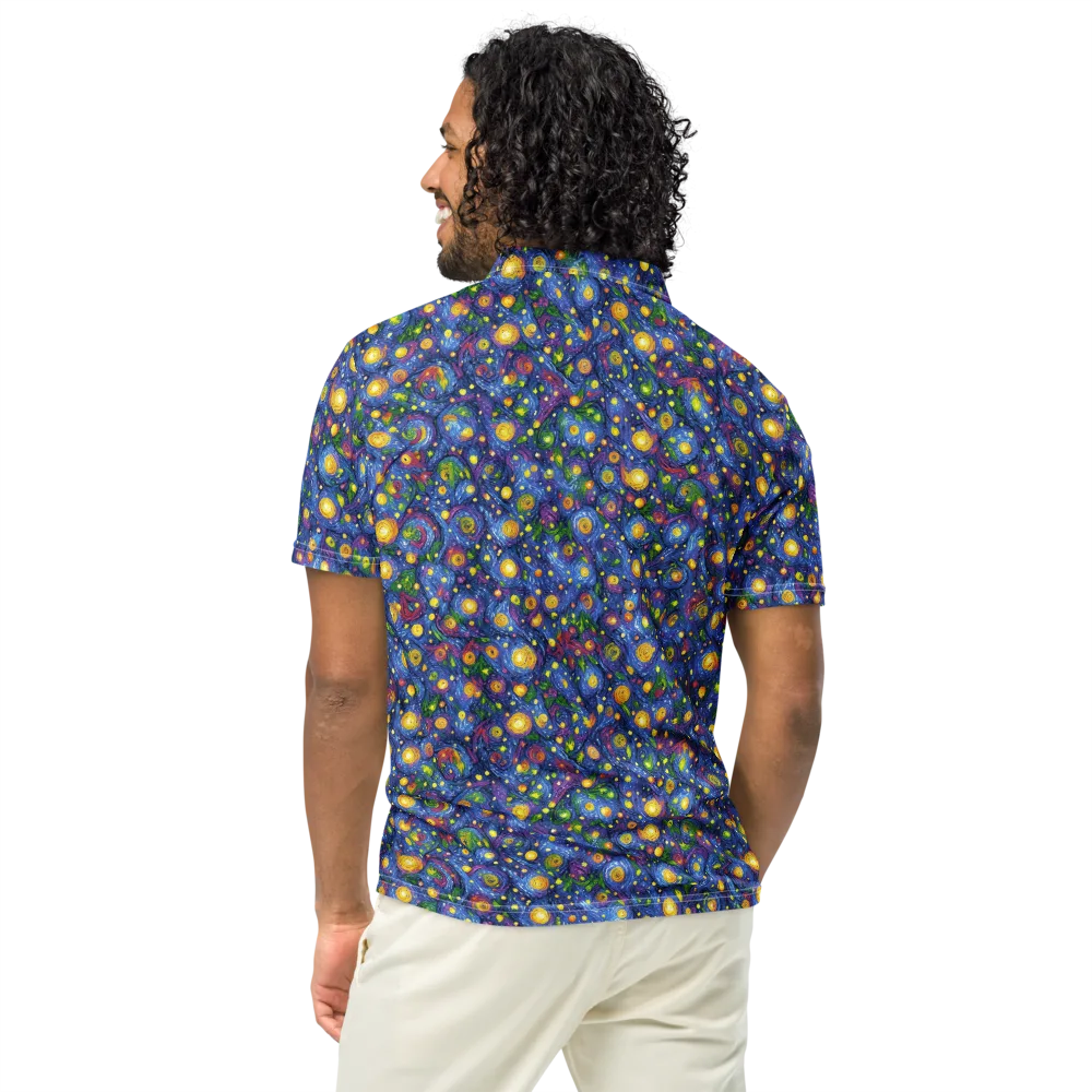 Cobalt Star Garden on Men's Slim Fit Polo Shirt — Back