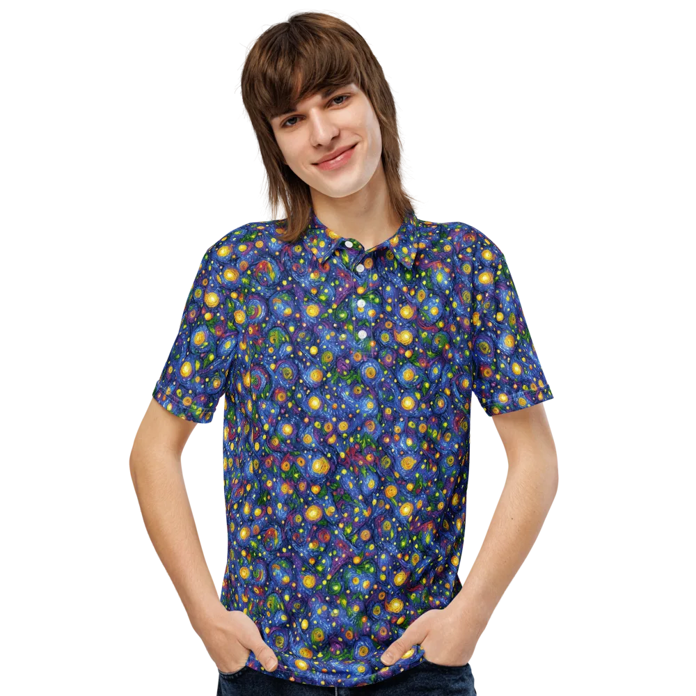 Cobalt Star Garden on Men's Slim Fit Polo Shirt — Front