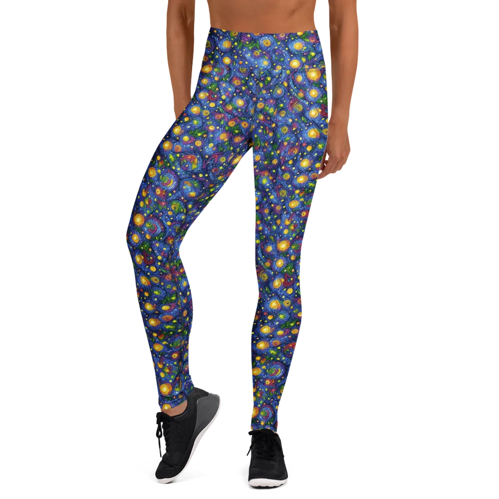 Cobalt Star Garden on Yoga Leggings — Front