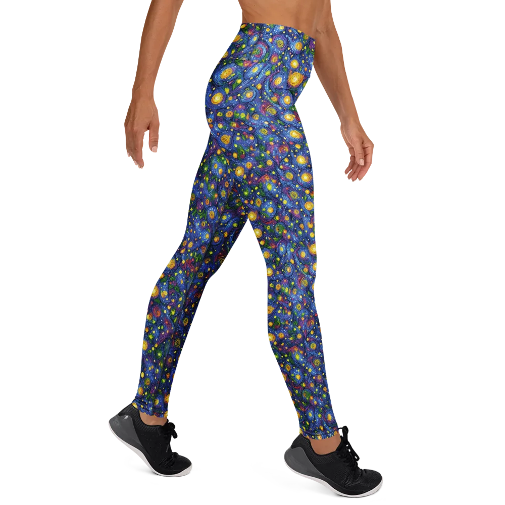 Cobalt Star Garden on Yoga Leggings — Right