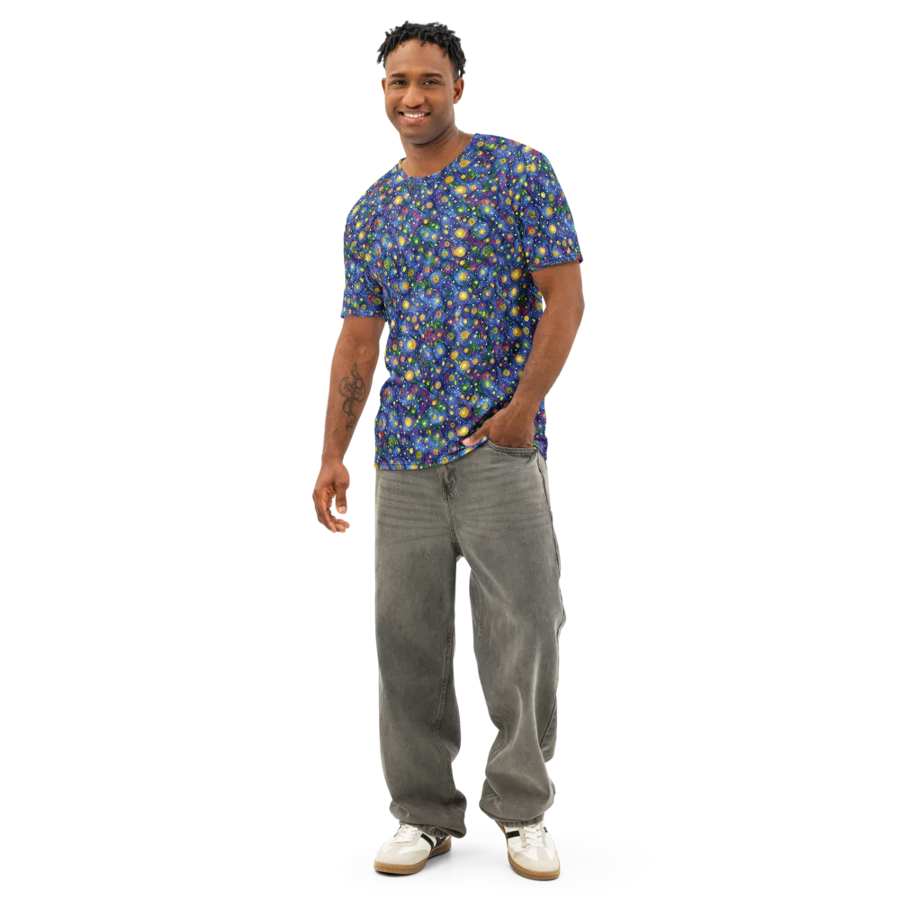 Cobalt Star Garden on Men's Cotton Crew Neck T-Shirt — Front