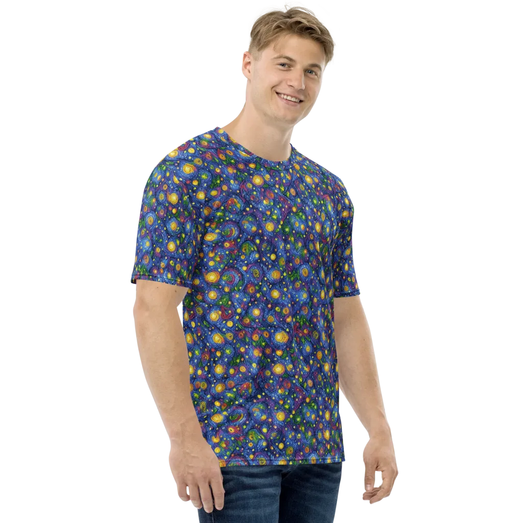 Cobalt Star Garden on Men's Crew Neck T-Shirt — Right