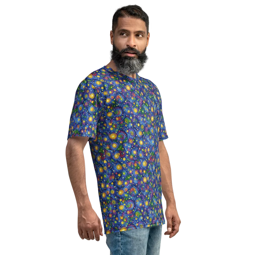 Cobalt Star Garden on Men's Crew Neck T-Shirt — Right
