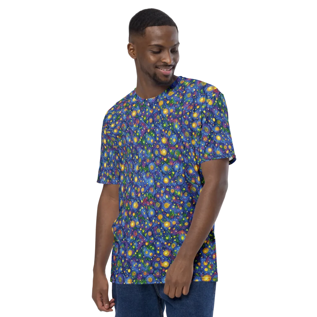 Cobalt Star Garden on Men's Crew Neck T-Shirt — Left