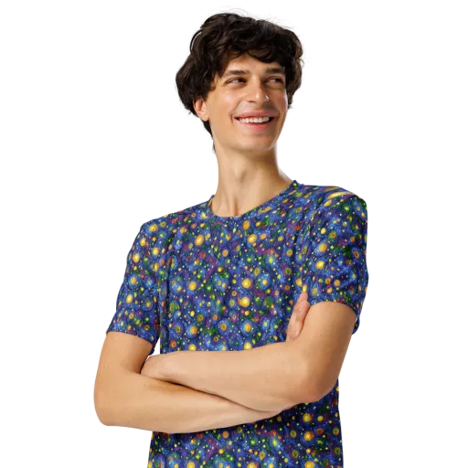 Cobalt Star Garden on a Men's Crew Neck T-Shirt