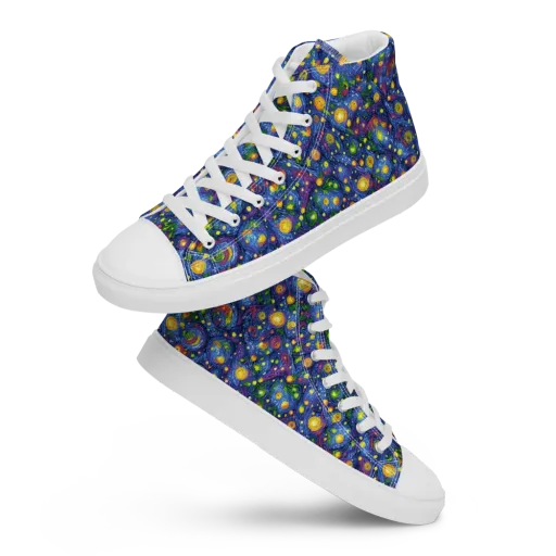 Cobalt Star Garden on a Men's High Top Canvas Shoes