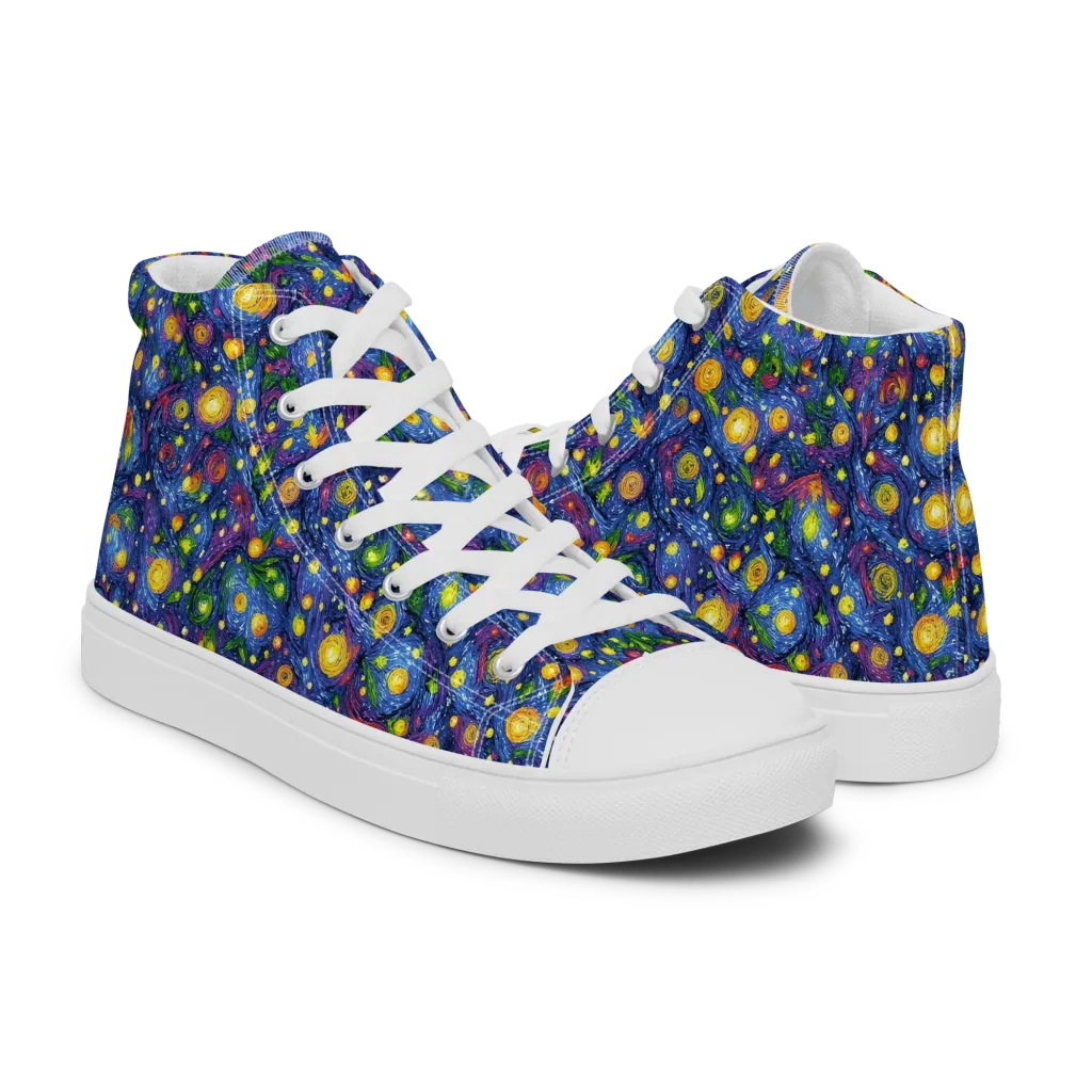 Cobalt Star Garden on Women's High Top Canvas Shoes — Right